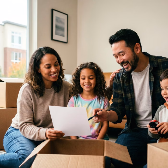 Chicago family reviewing home paperwork while deciding between renting and owning in 2026
